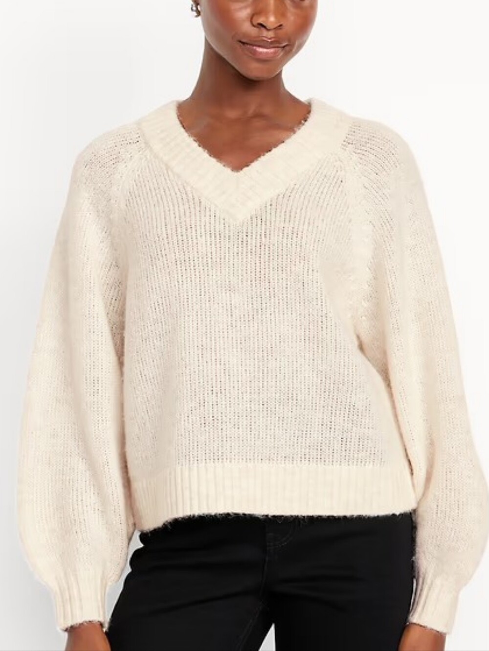 NWT - Old Navy Wool Blend V-Neck Raglan Sleeve Rib-Knit Trim Sweater-Size L Tall